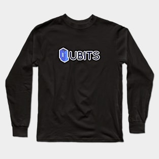 Qubits (pixels + blue over white) Long Sleeve T-Shirt